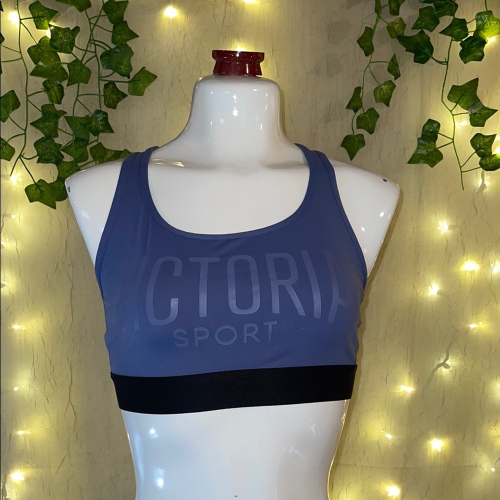 Victoria's Secret Blue and Black Sports Bra with Racerback